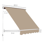 180x70cm Drop-Down Awning with Roller Blind and Adjustable Angle 0-120°, Beige