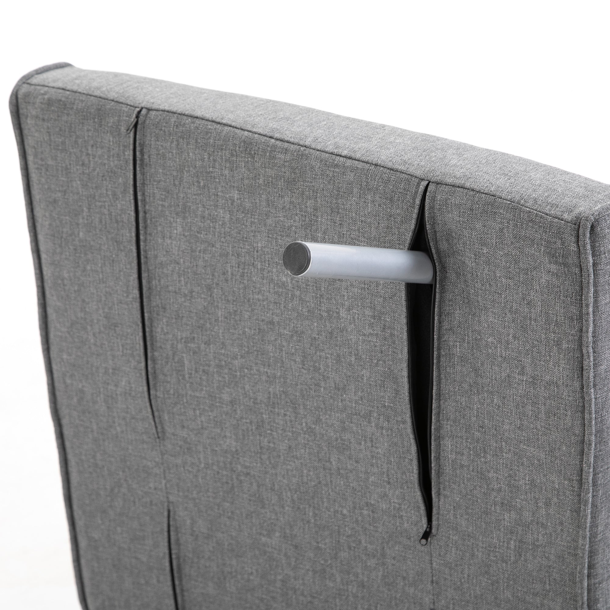 HOMCOM Single Armchair Bed with 5-Level Adjustable Backrest and Fabric Cushion, Light Gray - Borgè