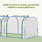 Outsunny Clear PVC and Steel Tunnel Greenhouse with Hinged Doors, 295x100x80 cm
