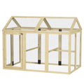 PawHut Outdoor Wooden Chicken Run with Multiple Doors and Metal Mesh, 140x88.5x106 cm, Wood Color