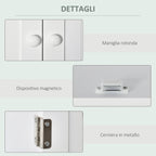 Wall-Mounted Bathroom Cabinet with 2 Doors and Open Shelf, Adjustable Internal Shelf, White