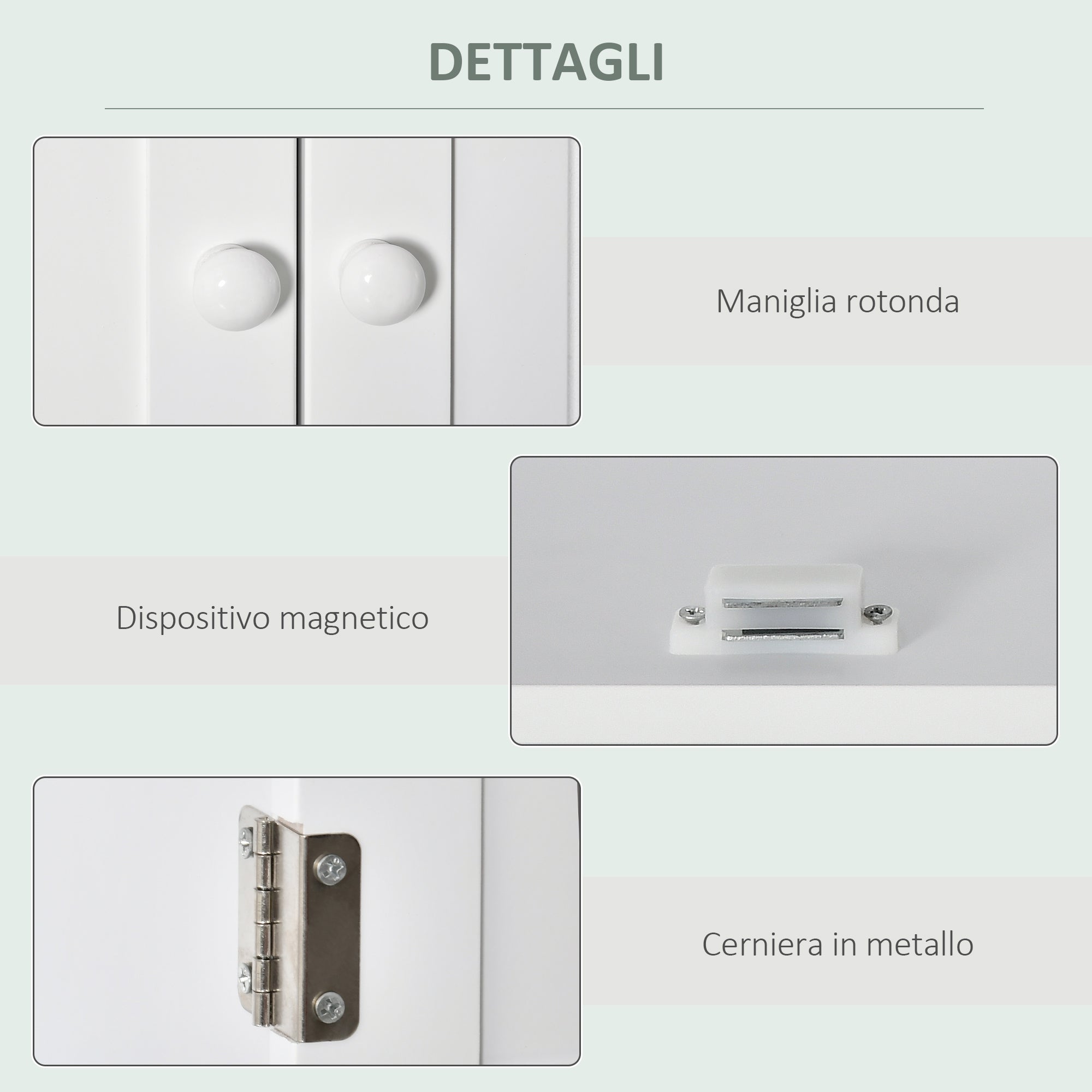 Wall-Mounted Bathroom Cabinet with 2 Doors and Open Shelf, Adjustable Internal Shelf, White