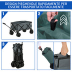 Outsunny Garden Trolley max load 70kg with Telescopic Handle, in Metal and Oxford Fabric, 108x55 cm, Gray - Borgè