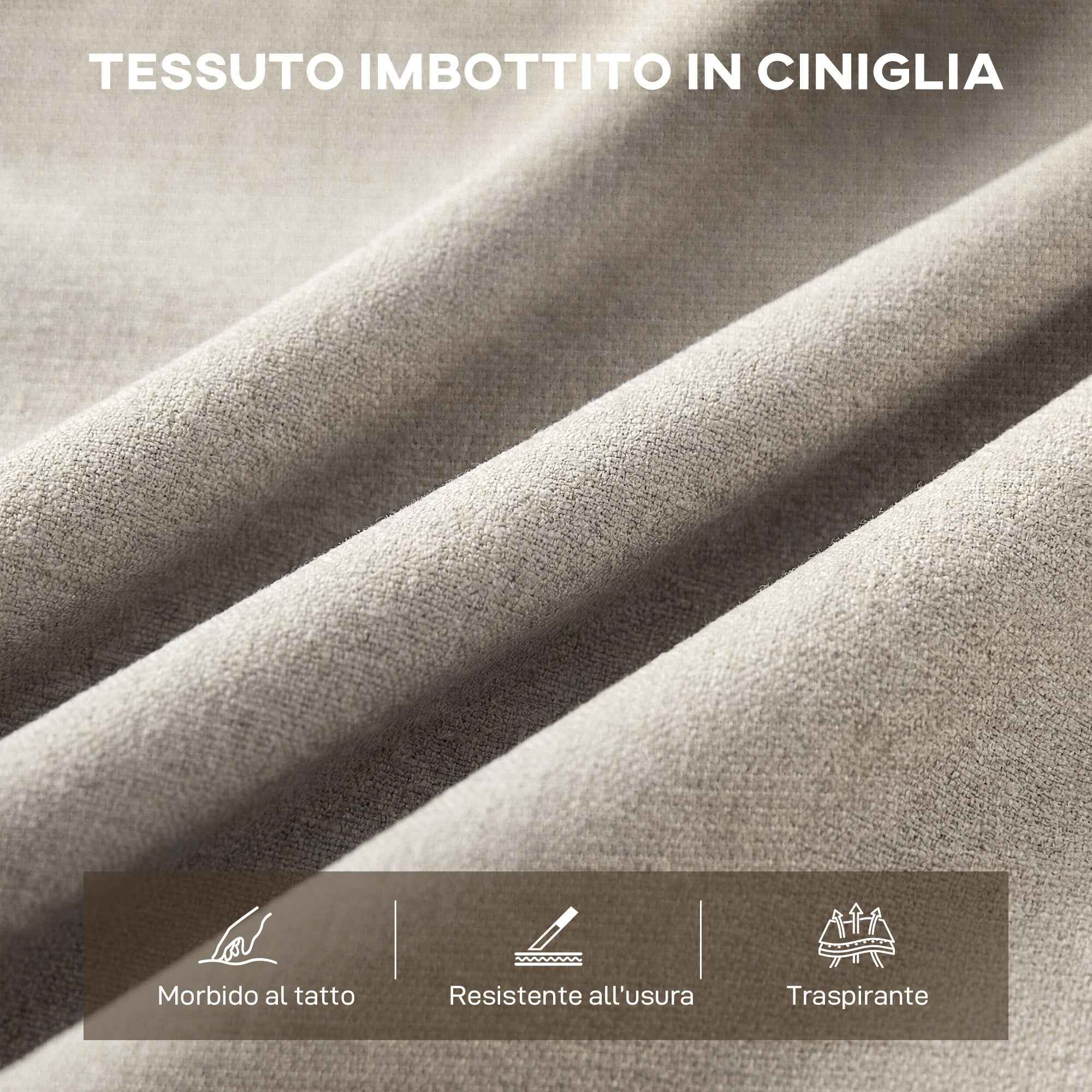 HOMCOM 2-Seater Modern Sofa Upholstered in Beige Chenille, Made of Steel, Sponge and Plywood, 120x73x76 cm