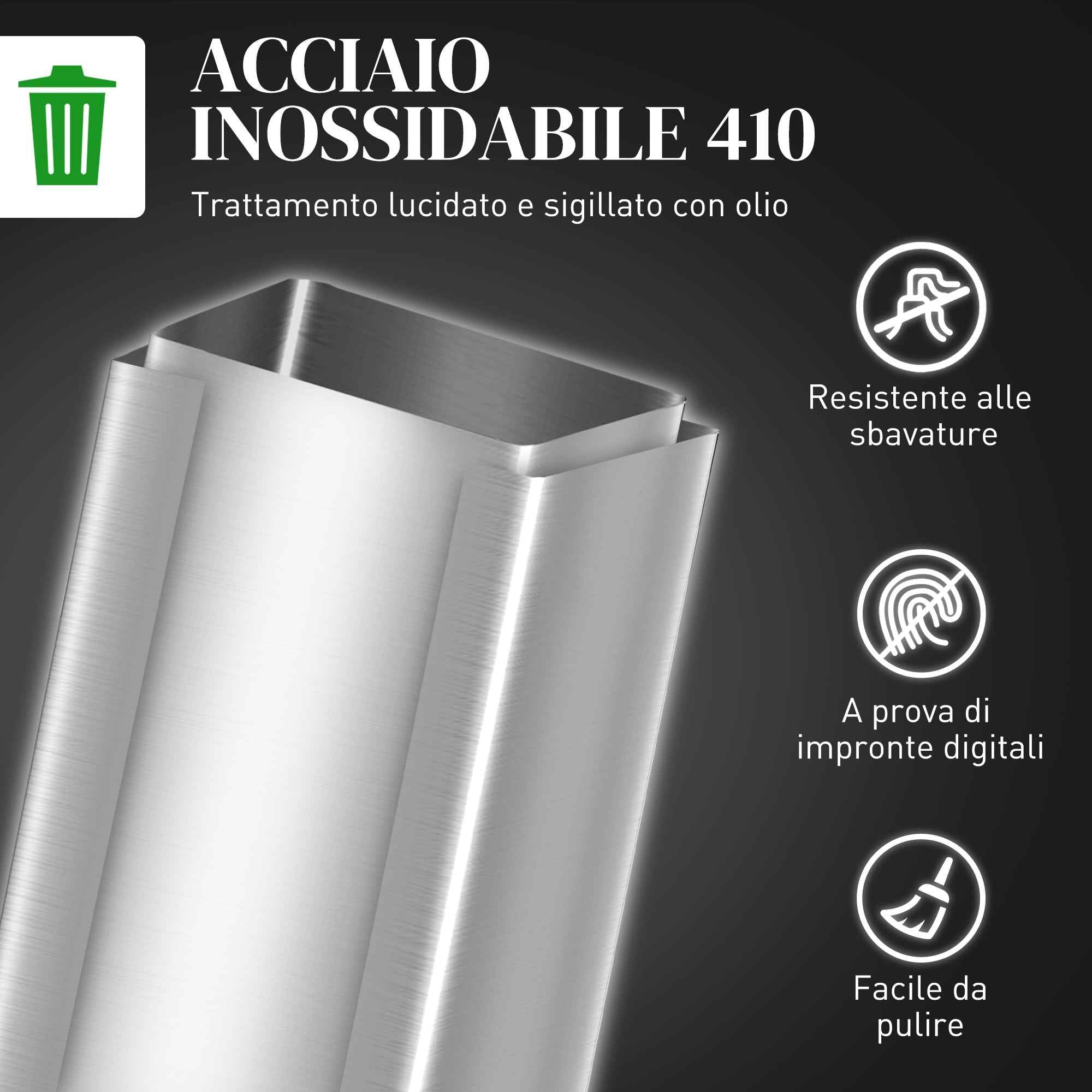 HOMCOM 20L Dustbin with Soft Closure and Removable Bucket, Steel and PP, 21.5x37.2x57 cm, Silver