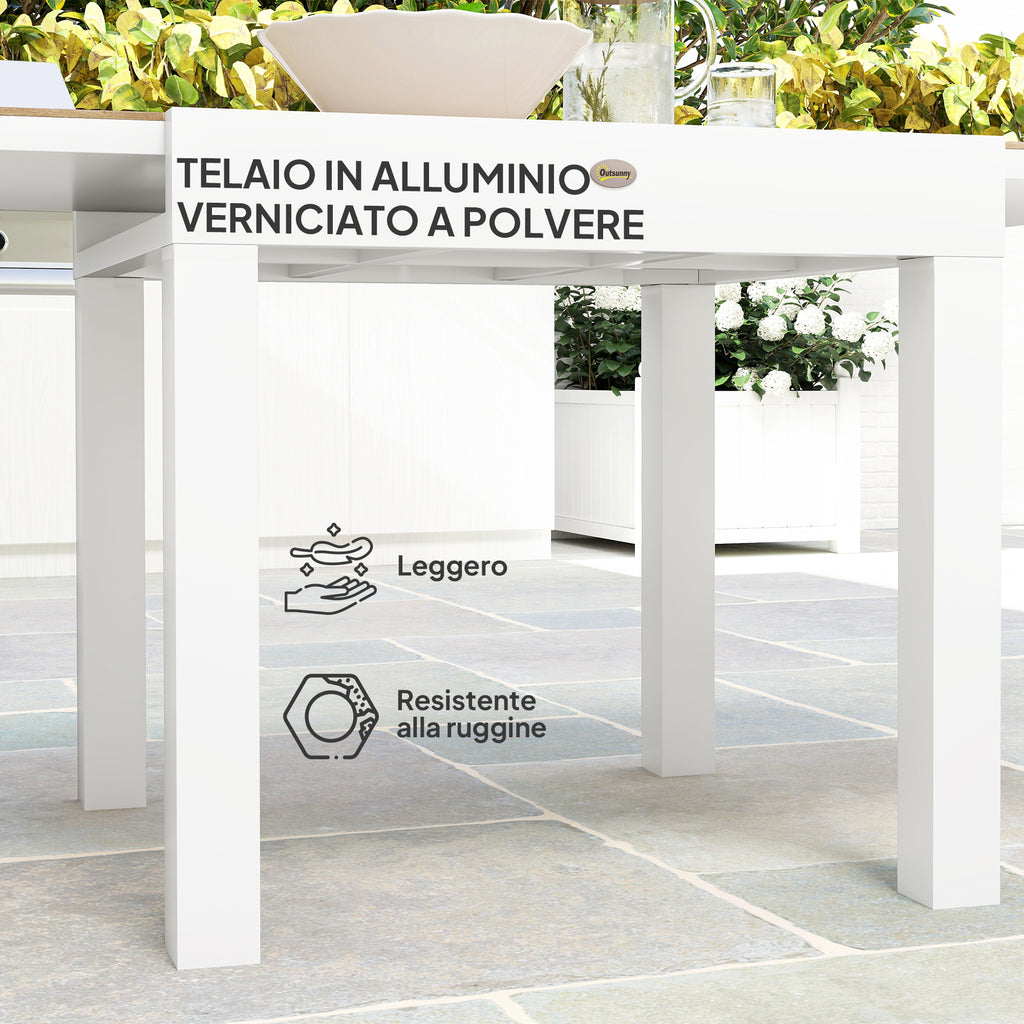Extendable Garden Dining Table 80-160 cm for 4-6 Seats, White