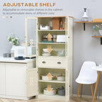 Homcom Mobile 5 -level pantry with central drawer in MDF and chipboard, 76x40x182.5 cm, cream white - Borgè
