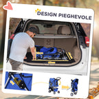 Folding Dog Stroller for Small Dogs, Dog Pushchair with Braked Wheels, Cup Holder, Storage Basket and Removable and Washable Padding, for Pets up to 10 kg, Blue