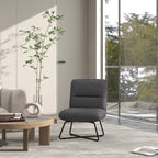 Modern Armchair with Steel Base and Fabric Upholstery, 61x68x83.5cm, Dark Grey