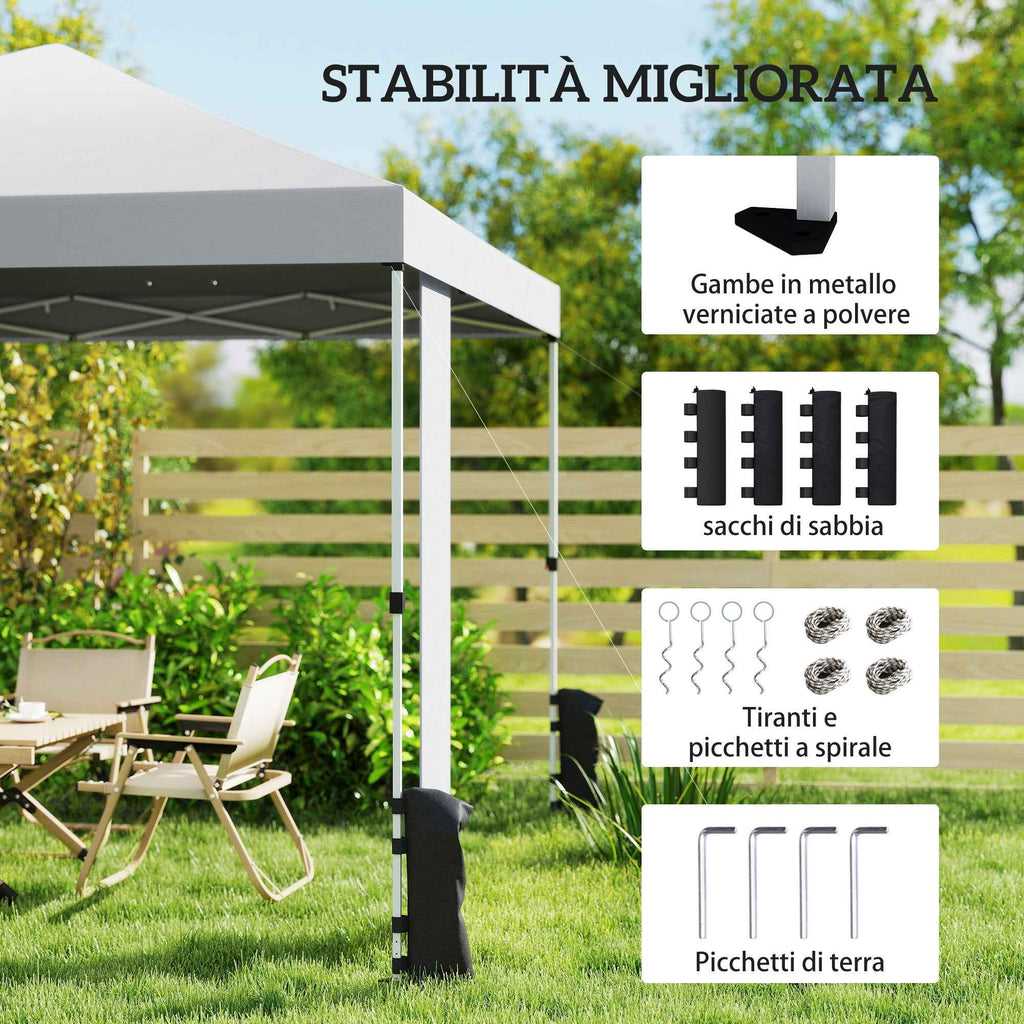 Outsunny 3x3m Pop Up Gazebo with Pockets, UPF 50+, with Sandbags and Wheeled Bag, White