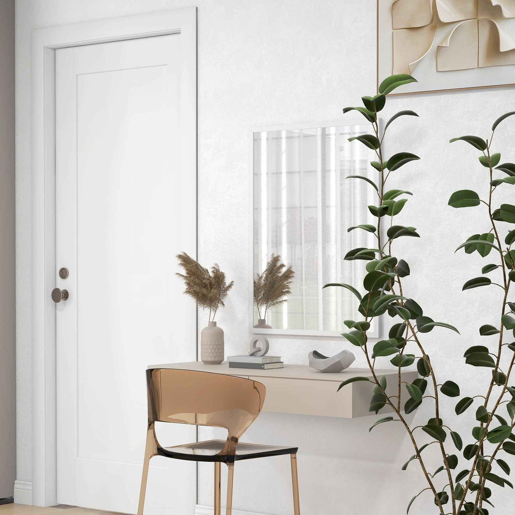 HOMCOM Rectangular Wall Mirror with Hooks, Glass and MDF, 60x80 cm, White