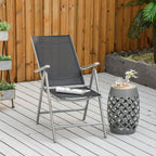Outsunny Folding Garden Chair in Aluminum and Texteline with 7-Level Adjustable Backrest, Black 65x55x85-105cm
