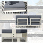 Garden Lounge with 2 Sofas with Cushions, 5-Level Adjustable Backrest and Slatted Coffee Table, Gray
