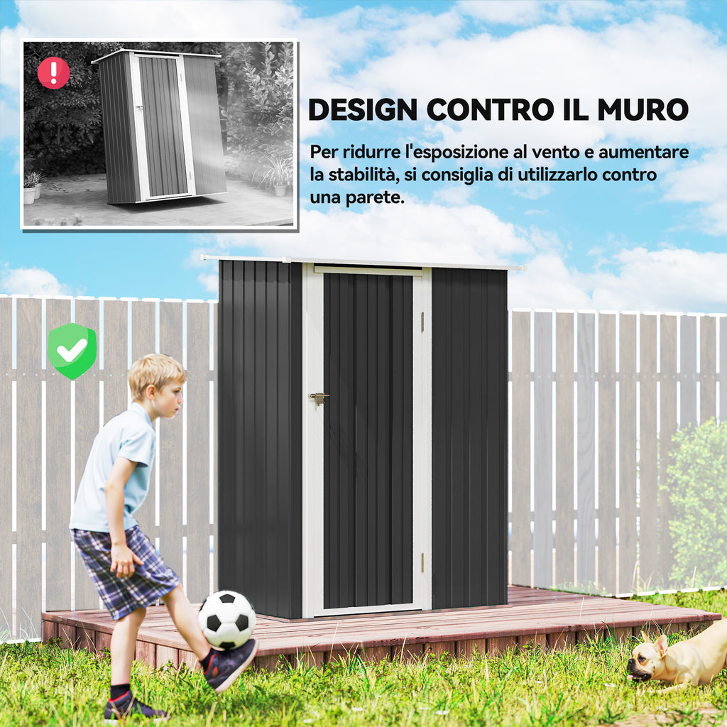 Outsunny Waterproof Steel Tool Shed 142x84x189cm