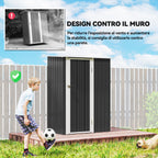 Outsunny Waterproof Steel Tool Shed 142x84x189cm