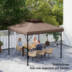 Outsunny 3x3m 2-Tier Gazebo Cover with 8 Drainage Holes, Khaki and Brown Polyester