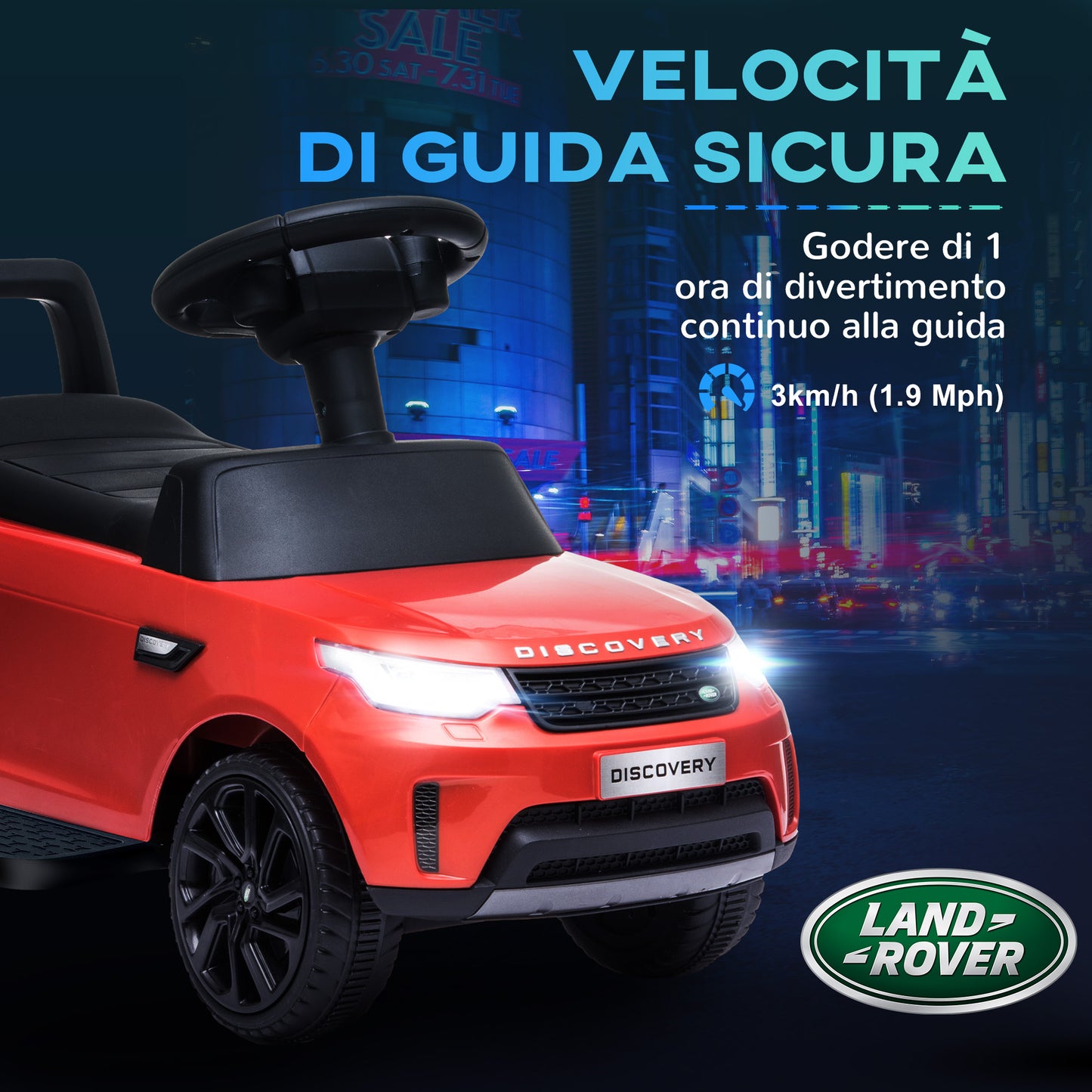 Land Rover Licensed 6V Kids Ride-On Car, Electric and Push Operation, Speed 3km/h, Red