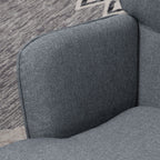 Rocking Chair with Ottoman in Linen and Wood Effect Fabric with Cushion, Armrests, 130 kg Capacity, Grey