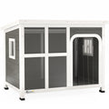 Dog House with Windows and Tent Entrance, Fir Wood, 90x62x71 cm, Light Grey