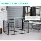 Small Dog Playpen, Indoor and Outdoor Pet Enclosure with 6-Piece Steel and Metal Mesh, 125x80x70 cm, Black