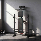 SPORTNOW Fitness Bench with Weight Rack, Adjustable Backrest and Seat, Dip Station, 420 kg Capacity