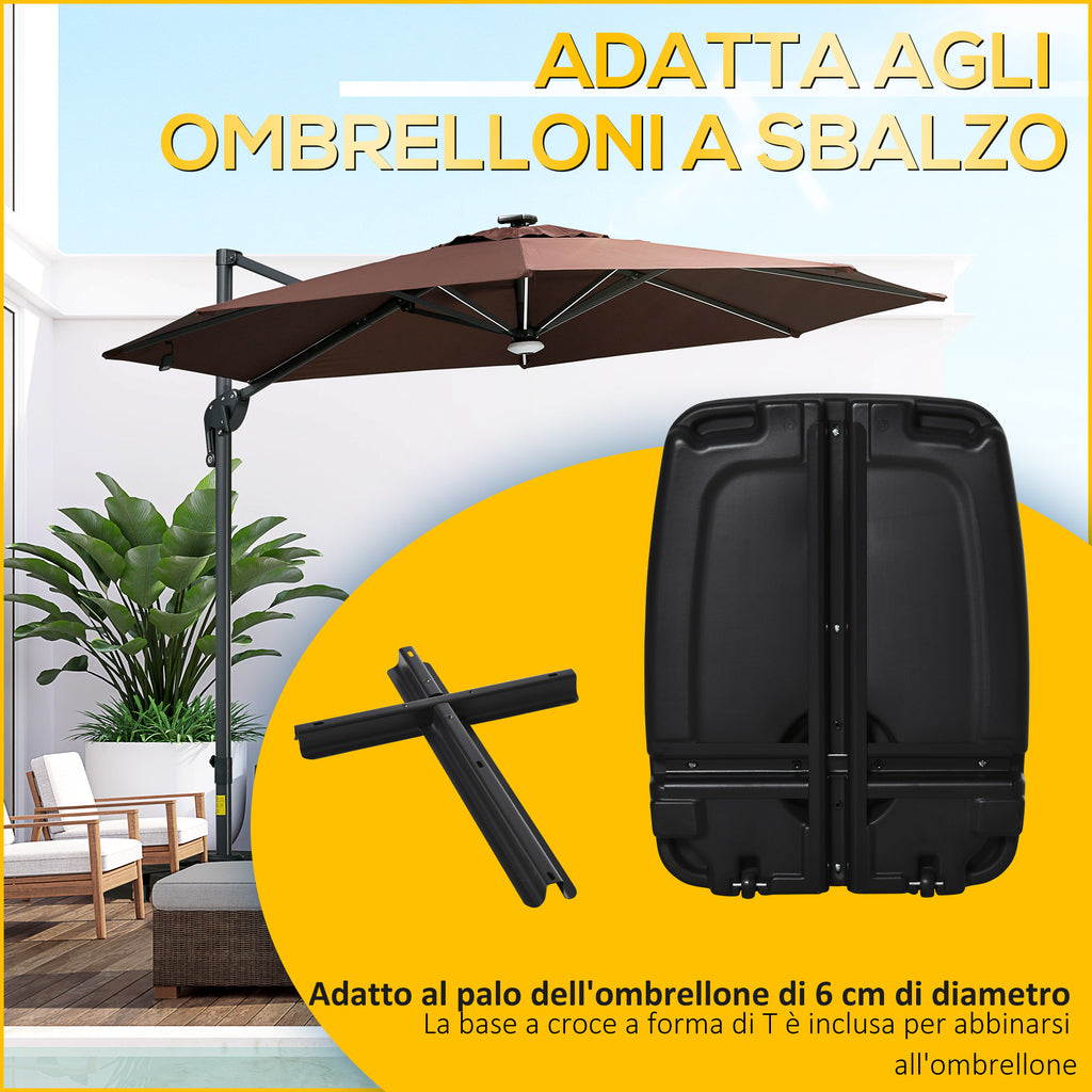 Fillable Arm Umbrella Base up to 75kg with T-Base Included, 80x60x17cm, Black