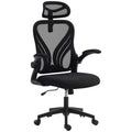 HOMCOM Ergonomic Office Chair with Flip-Up Armrests, Lumbar Support and Adjustable Headrest, Black