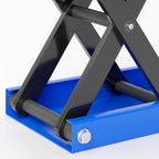 DURHAND Folding and Non-Slip Motorcycle Stand in Steel and Rubber, 41.5x23.5x10-37 cm, Blue and Black