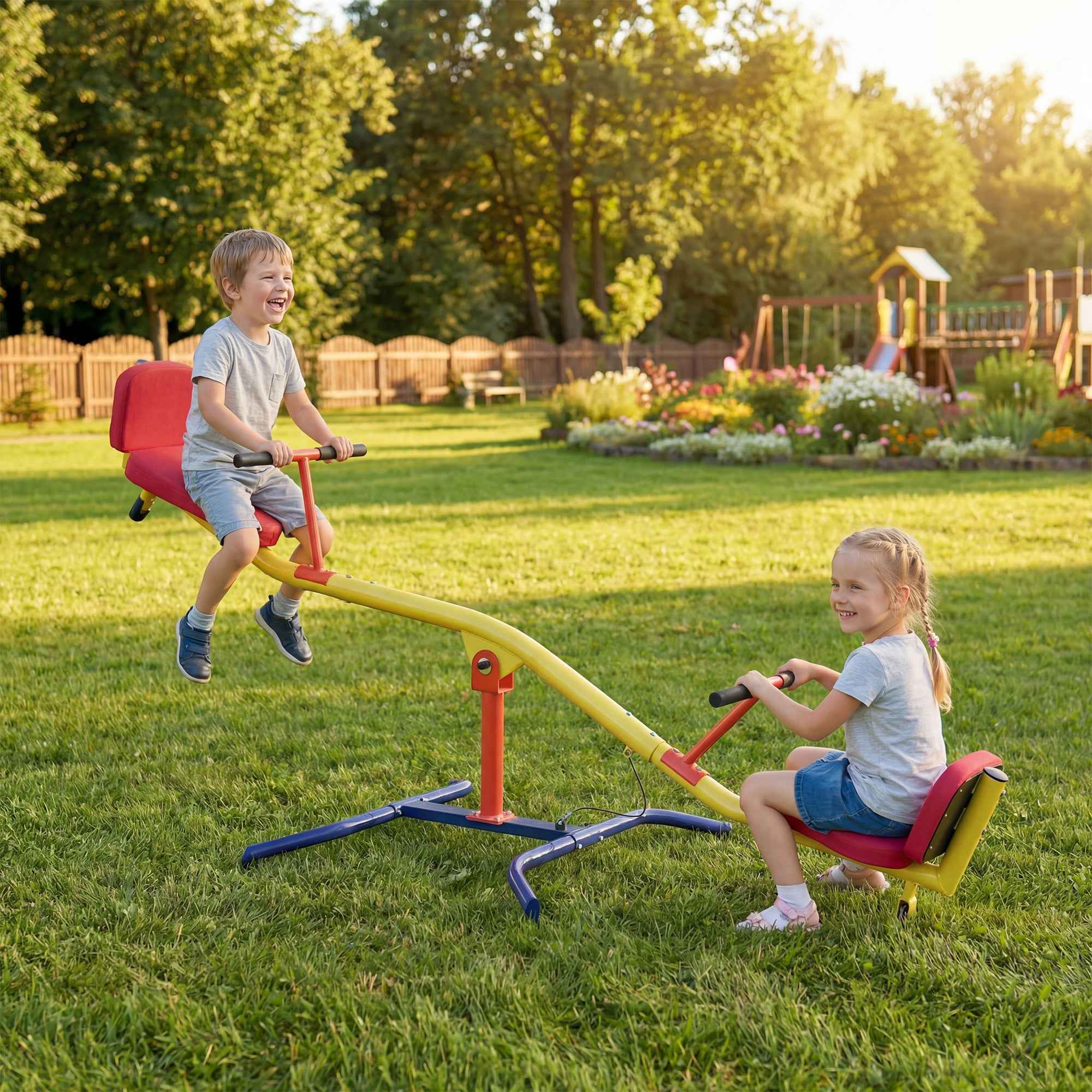 Swing Seesaw 360° Rotating 253x96x75 cm Multicolor