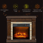 Built-in Electric Fireplace with Timer, Adjustable Flame and Temperature, 80x21.6x67.8 cm, Brown
