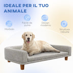 Large Dog Sofa with Removable Cushion, Polyester and Wood, 98x67x25 cm, Grey