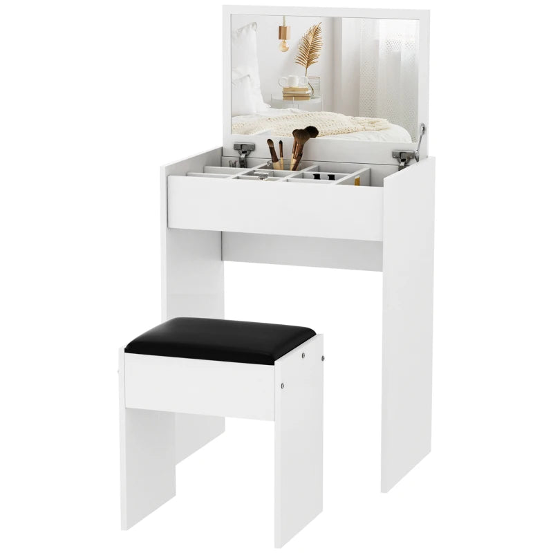 Vanity Make-up Table with  Stool and White Mirror