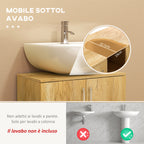 Bathroom Cabinet with 2 Doors and 2 Wooden Shelves, Natural Color