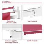 Outsunny Aluminum and Polyester Crank Roller Awning, 295x245cm, Dark Red