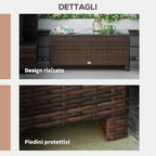 5mm Tempered Glass Rectangular Outdoor Rattan Garden Coffee Table 85 x 50 x 39 cm Brown - Borge' Group Limited