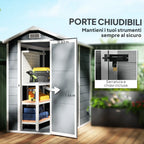 Resin Garden Shed with Floor, Lockable Door and Window, 1.3 x 1.8 m, Grey