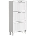 HOMCOM Space-Saving Shoe Rack with 3 Folding Drawers and Adjustable Shelves, 60x24x118 cm, White