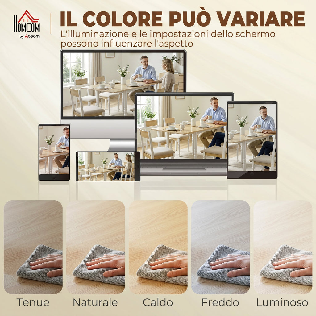 HOMCOM Folding Table for 2-6 People, Wood Effect Drop-Leaf Top, Natural Finish