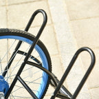 Floor-Standing Bike Rack for 2 Bikes with Tires up to 6.5 cm, Black Steel Swivel Frame, 60x54x57cm