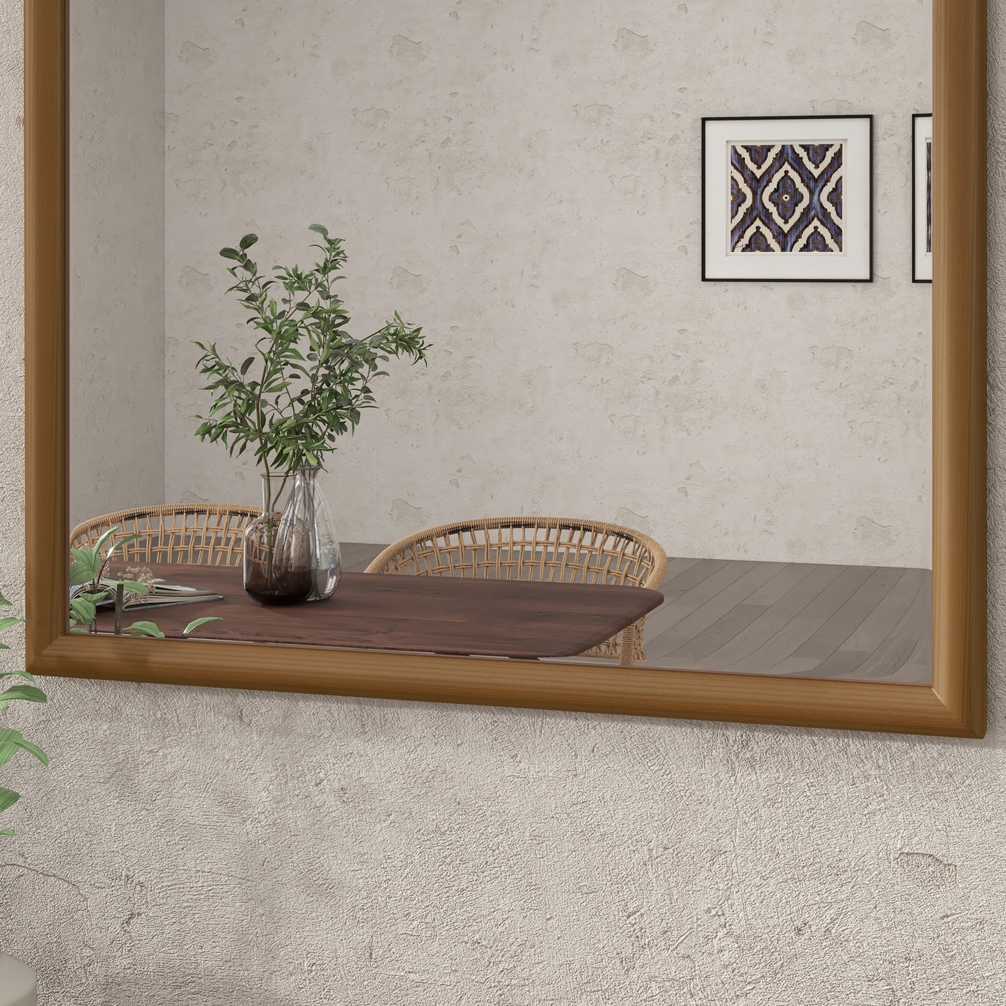 Dark Brown, 110x65cm Arched Wall Mirror with Wooden Frame for Bedroom and Entrance