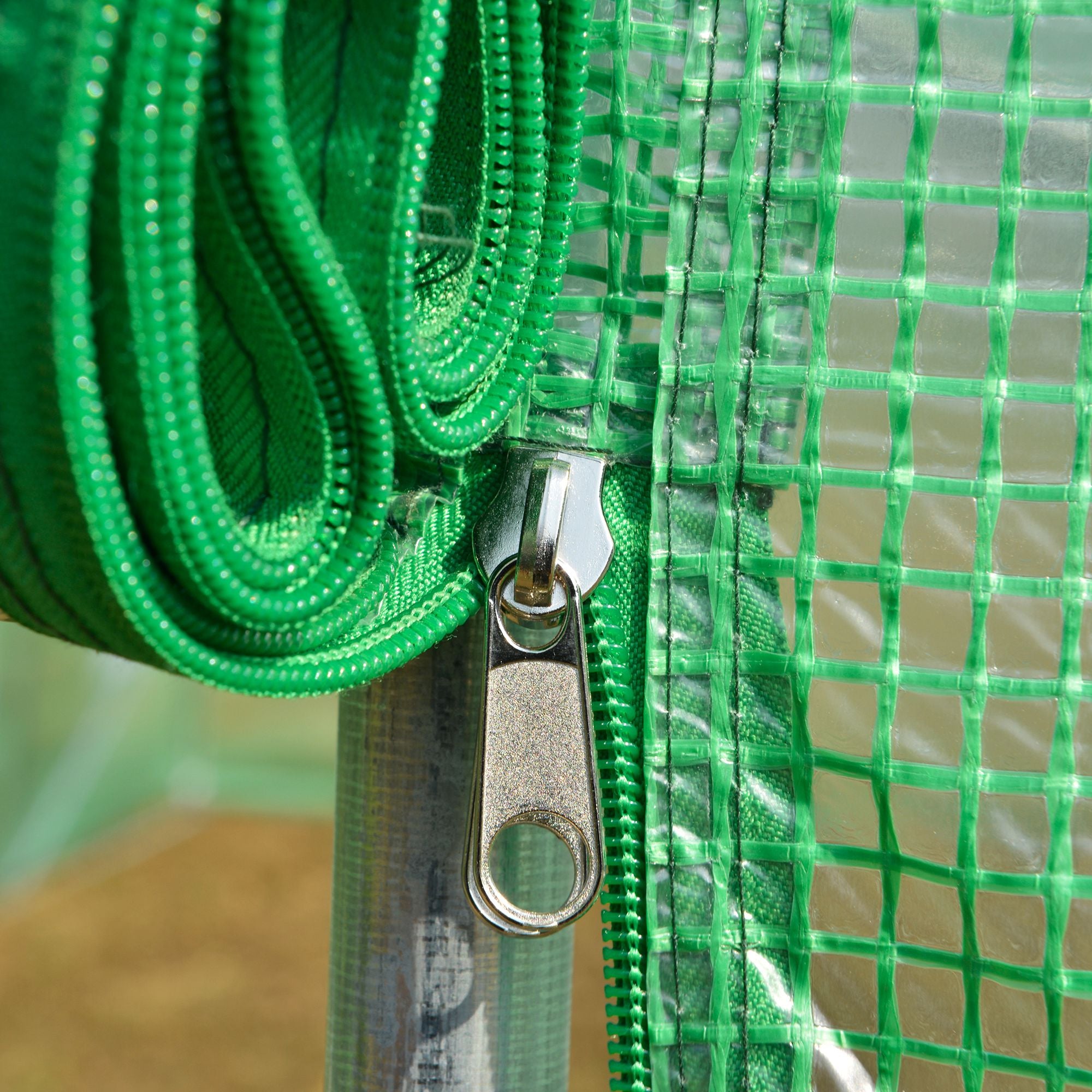 8x3x2m PE and Steel Tunnel Greenhouse with Roll-Up Door and Windows, Green