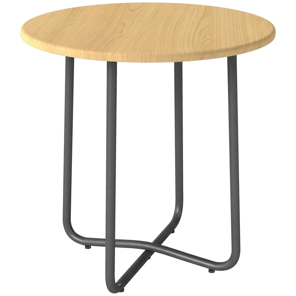 Outsunny Round Metal Garden Table, Ø48x51 cm, Natural Wood Effect
