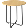 Outsunny Round Metal Garden Table, Ø48x51 cm, Natural Wood Effect