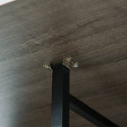 Folding Dining Table for up to 6 People with Shelf, in Wood and Metal, 130x80x74 cm, Grey