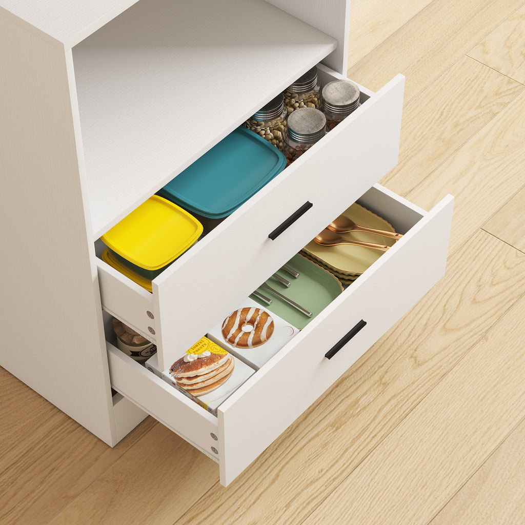 HOMCOM Microwave Cabinet with Adjustable Shelf, 2 Drawers, White