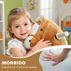 AIYAPLAY Electric Horse for Children with Pedals, Wheels and Sounds, Plush and Metal, 74x34x51 cm, Brown