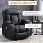 Homcom Relaxable relaxation armchair up to 150 ° in fake skin with 8 massage and heating points, black - Borgè