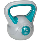 SPORTNOW 10kg Kettlebell in PU and Sand with Flat Base and Handle for Deadlifts, Squats and Lifts, 22x16x26 cm, Dark Green