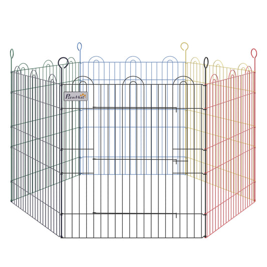 PawHut Fence for Dogs and Puppies, 6 Panels in Colored Metal Wire, Outdoor Pet Playpen, Ø120x60cm