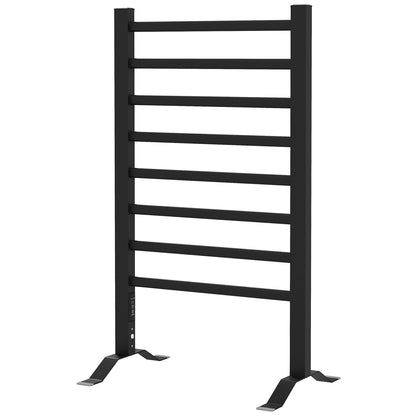 Electric Towel Warmer Floor or Wall 150W with 8 Bars and 2-4 Hour Timer, 53x35x90 cm, Black